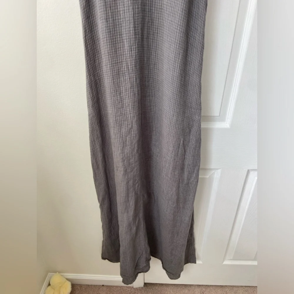 Eileen Fisher Organic Cotton Pucker Cami Dress Gray Gingham Garnet Jill Size S - Picture 5 of 7